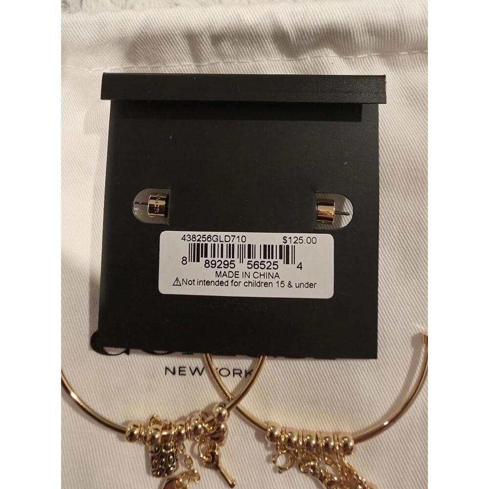 Coach Dangle Multi Charm Large Hoop Gold Tone NWT Authentic 127 MSRP - Picture 5 of 5